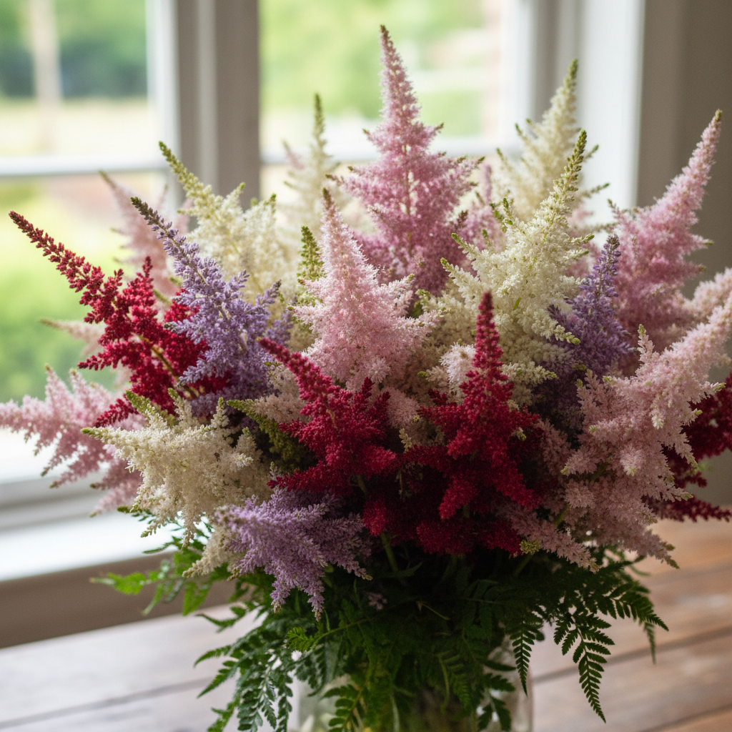 Astilbe BLACK PEARLS sun purple unique flower chinensis hardy perennial = 1 Potted Garden Plant