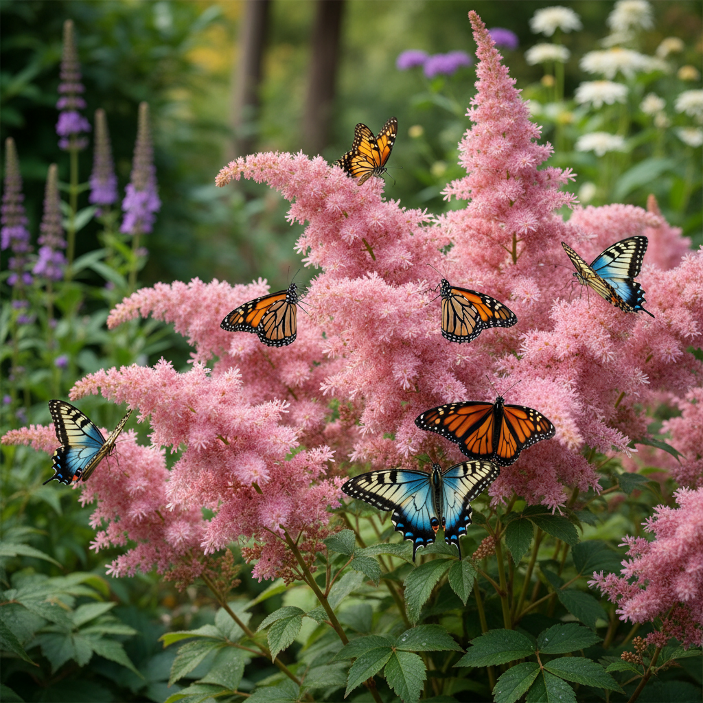 Astilbe COTTON CANDY sun pink flower hardy false spirea rare perennial = 1 Potted Garden Plant